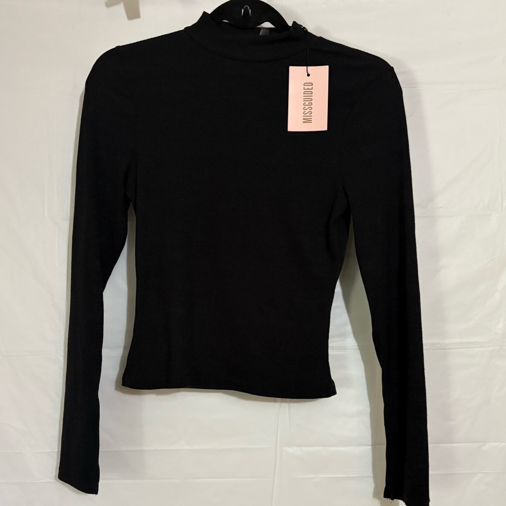 NEW-Missguided Women’s Black Long Sleeve Women's Top SZ 8 - Picture 4 of 6